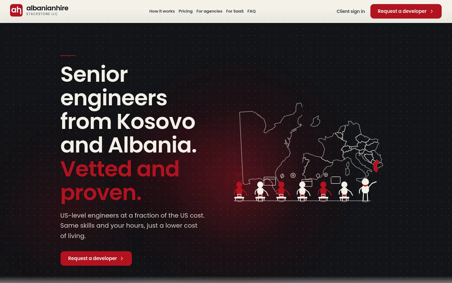 albanianhire-site.vercel.app homepage on desktop