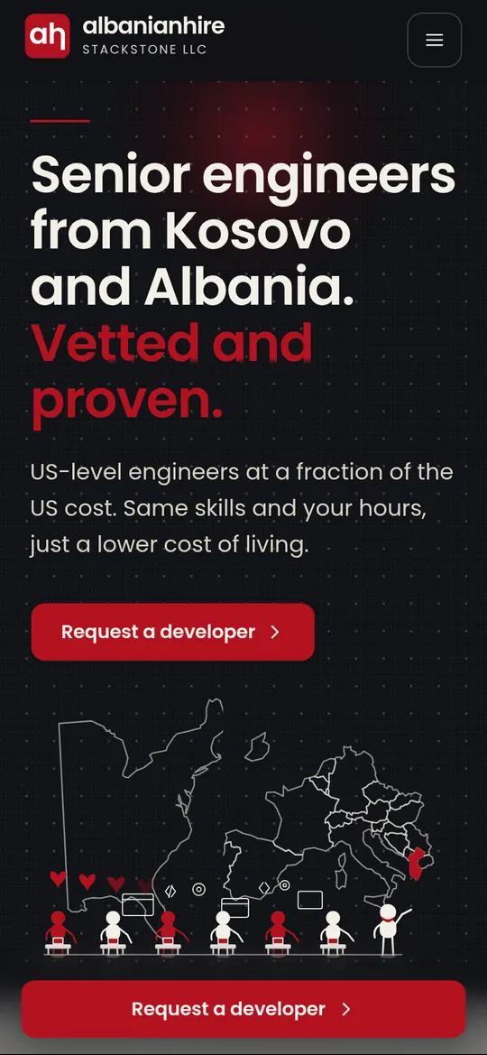 albanianhire-site.vercel.app homepage on mobile