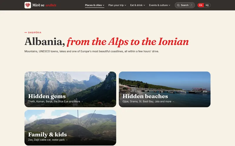 mireseerdhet.com Albania travel guide page