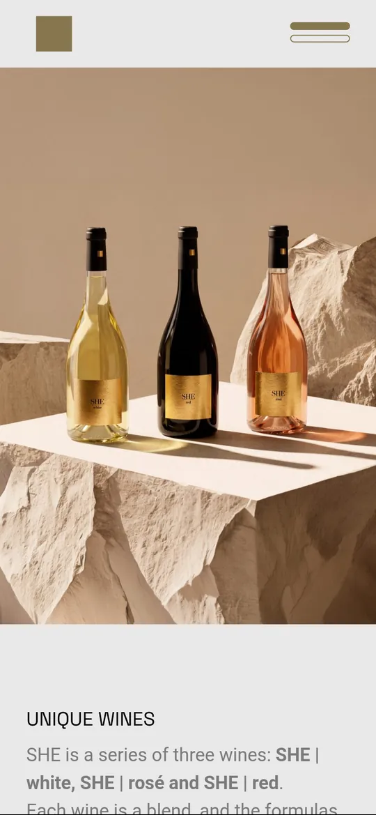 she-wine.com homepage on mobile
