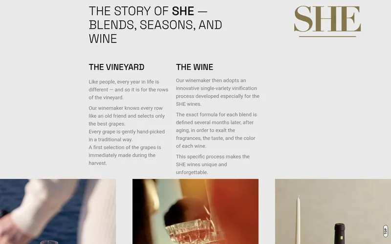 she-wine.com The story of SHE section
